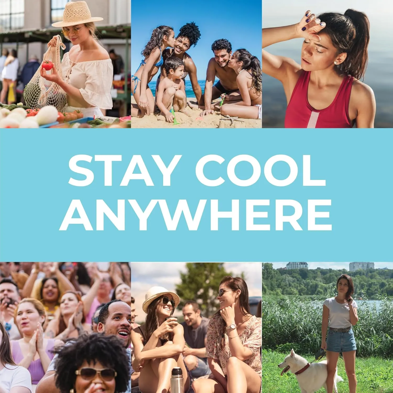 SHAKEitCOOL Large Cooling Shawl - Instant Heat Relief for Outdoor Events - Soft, Lightweight, Breathable, UPF40 Sun Protection, Machine Washable, Fashion Prints, Cooling Towel - Curly Wave L