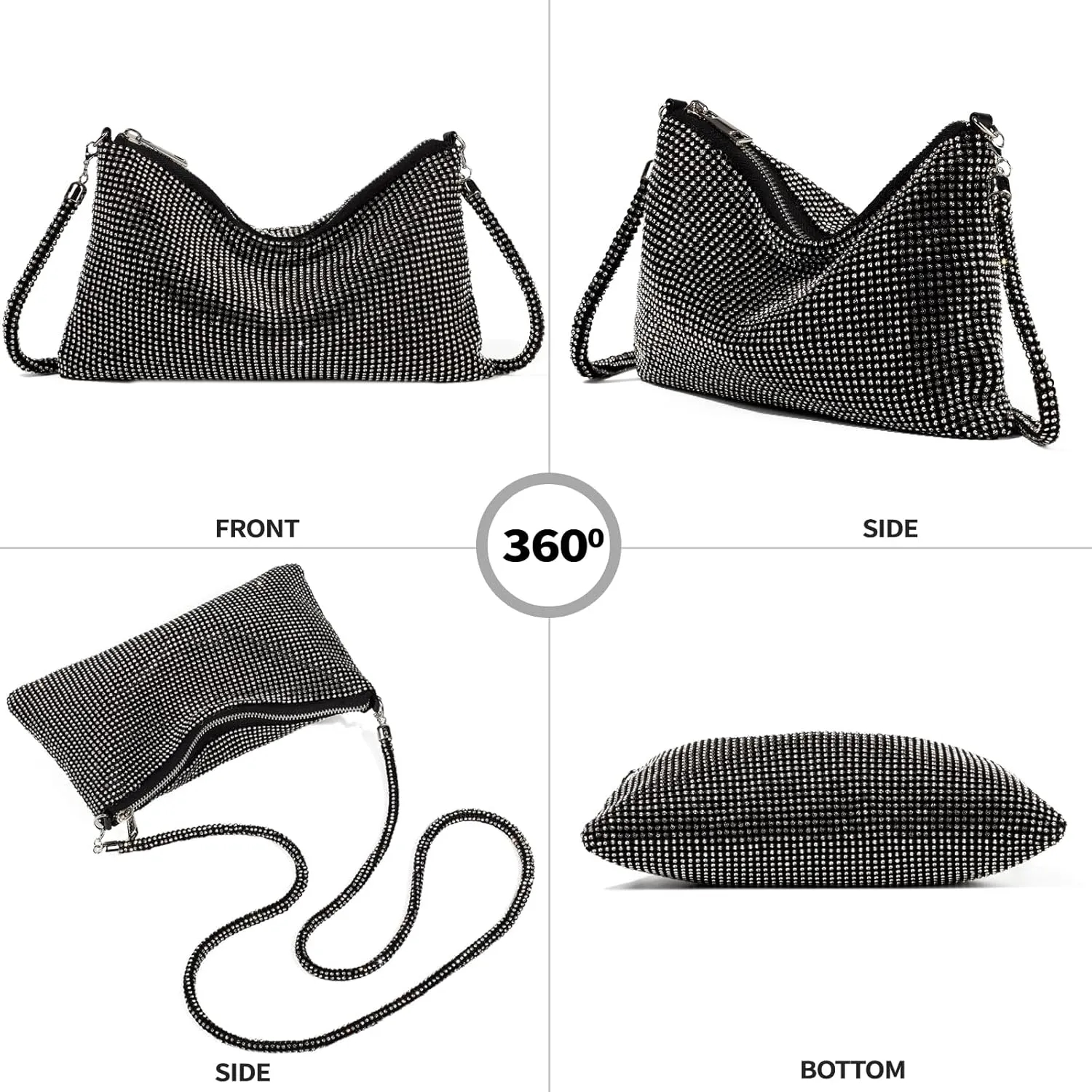 Shiny Rhinestone Crossbody Purse Clutch Sparkly Diamond Handbag Hobo Rhinestone Purses For Women