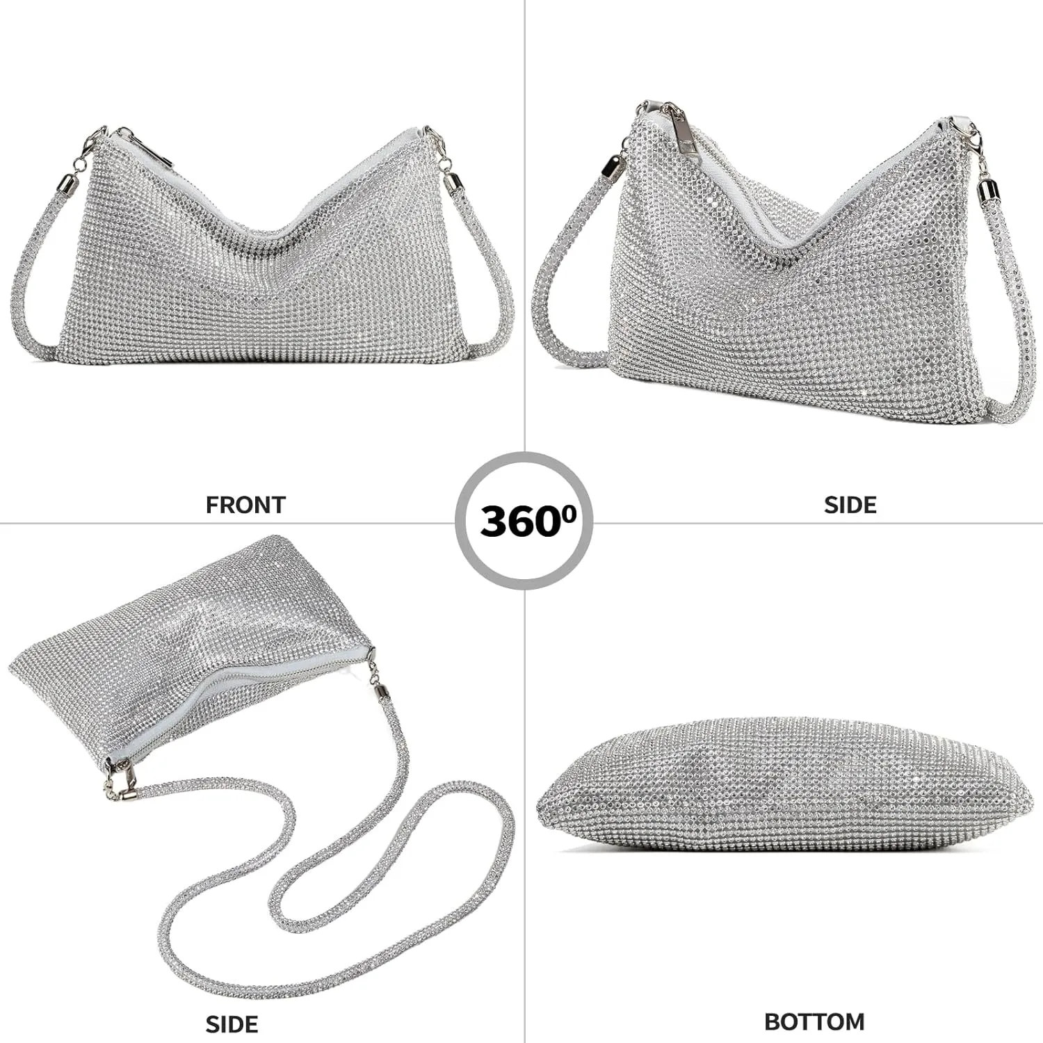 Shiny Rhinestone Crossbody Purse Clutch Sparkly Diamond Handbag Hobo Rhinestone Purses For Women
