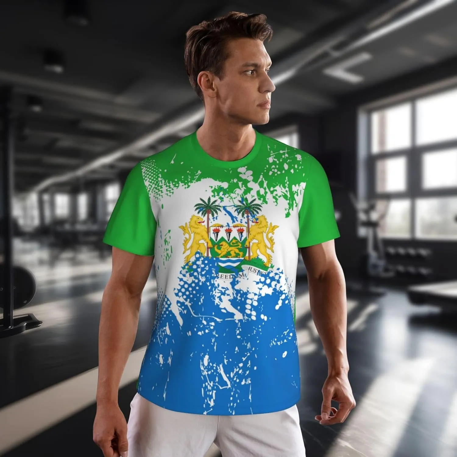 Sierra Leone Flag Grain Sports Mesh T-Shirt Retro Jerseys for Running Cycling Soccer Tennis Fitness Climbing