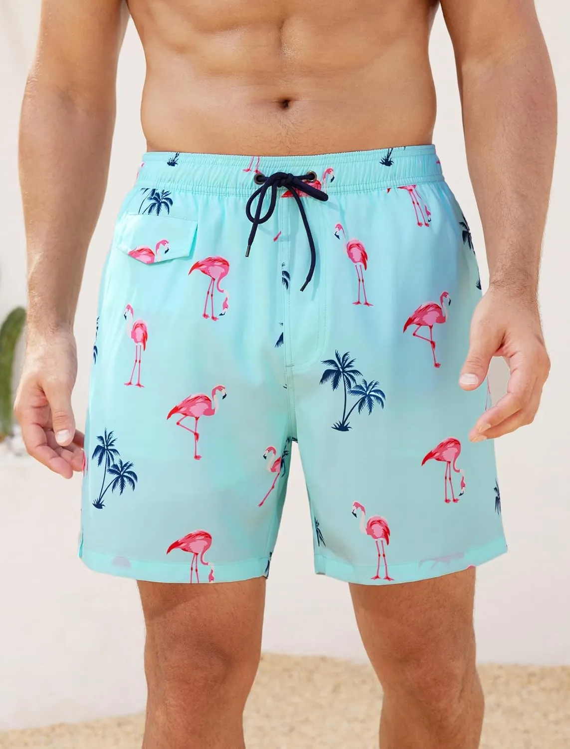 SILKWORLD Mens Swim Trunks with Compression Quick Dry Bathing Suit 6" Swimming Shorts Stretch with Zipper Pockets