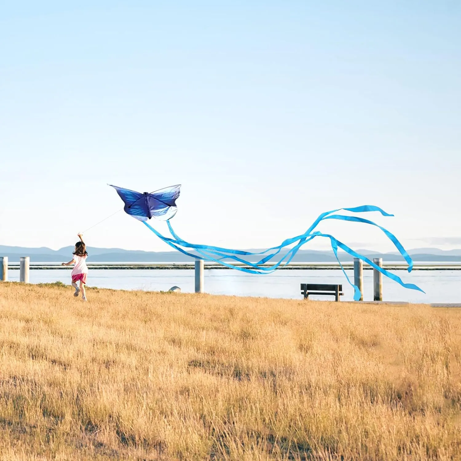 Simxkai Kites for Kids & Adults, Beach Kites, Easy for Fly for Toddlers Ages 3-5 with 300ft Kite String Each Handle
