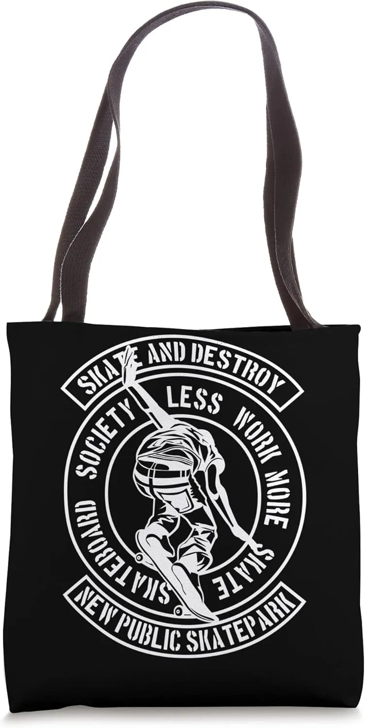 Skate and Destroy Skateboarder Skater Skateboard Tote Bag