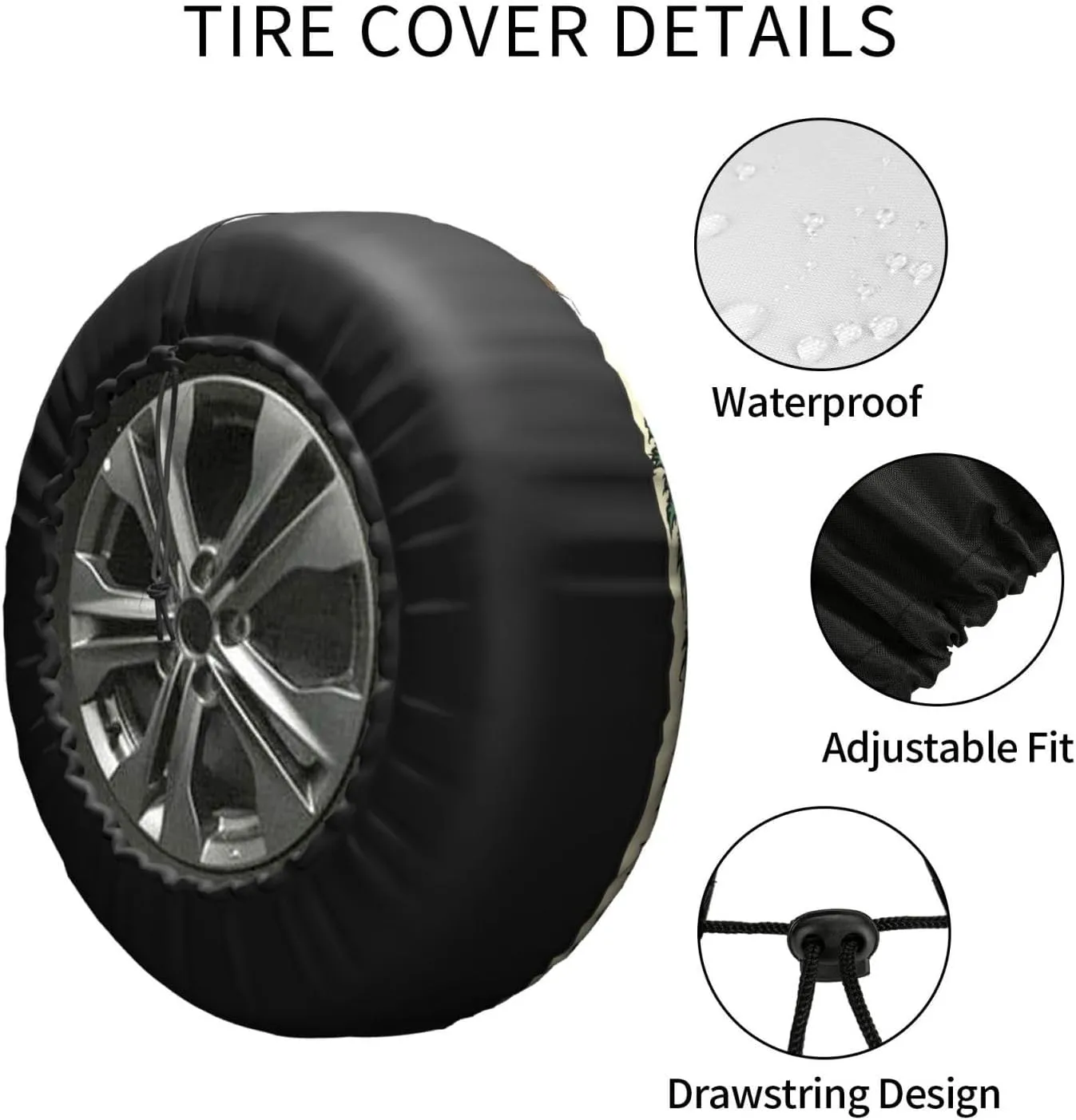 Skull Camping Spare Tire Cover Waterproof Dust-Proof Universal Wheel Tire Covers Fit for Trailer Rv SUV Truck Camping Accessories 14 inch