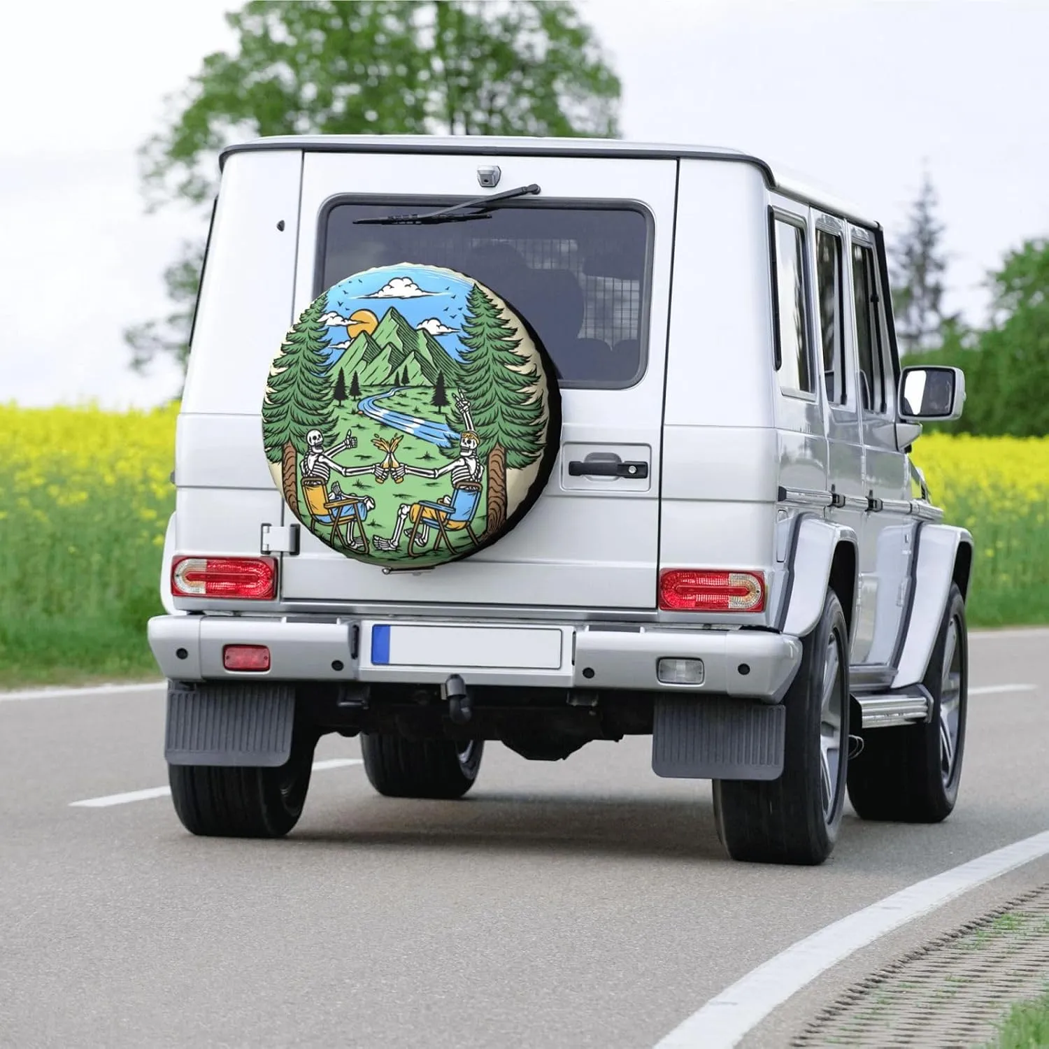 Skull Camping Spare Tire Cover Waterproof Dust-Proof Universal Wheel Tire Covers Fit for Trailer Rv SUV Truck Camping Accessories 14 inch