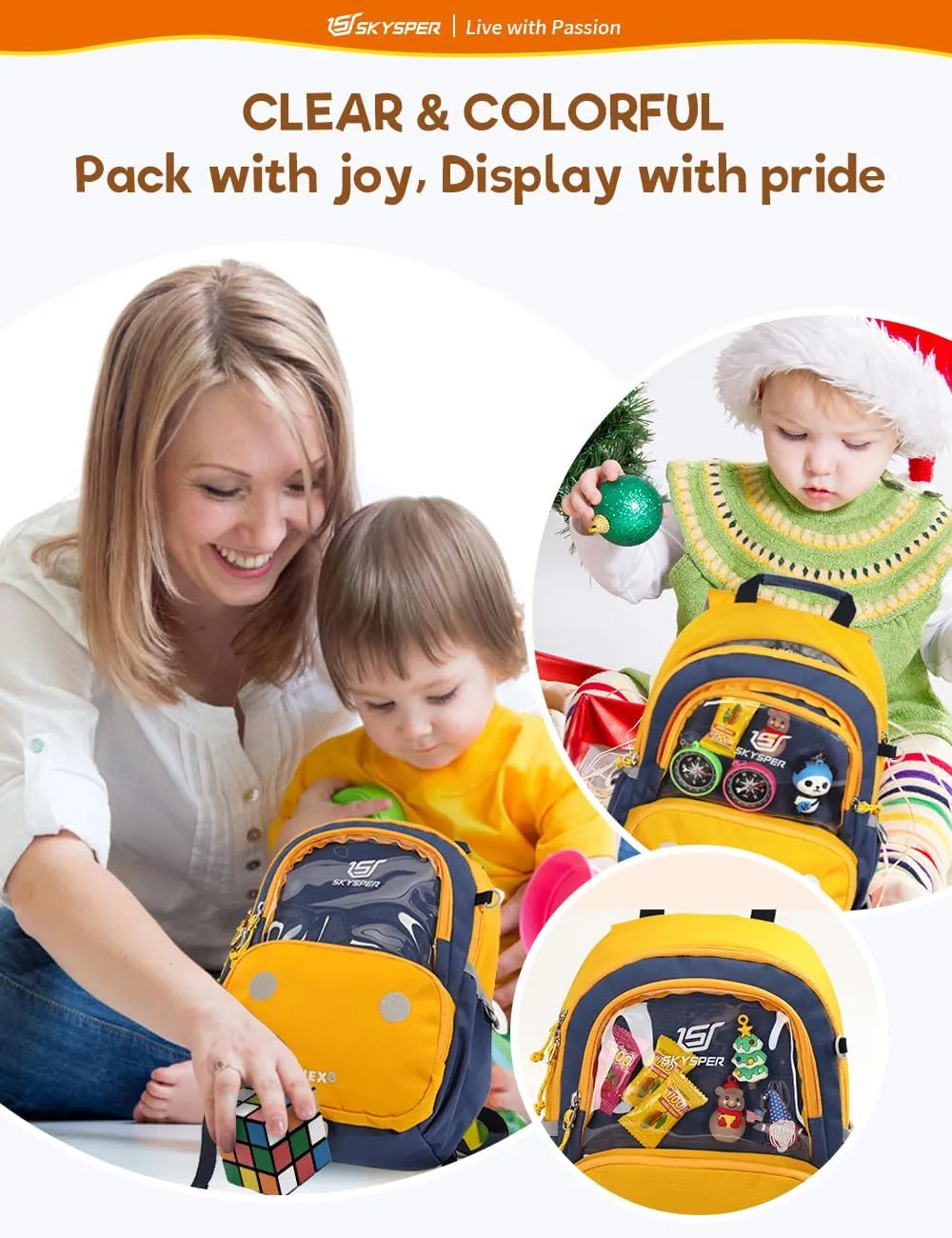 SKYSPER Small Toddler Backpack with Safety Anti-lost Leash Kids Travel Daypack for Preschool Kindergarten for Boys Girls