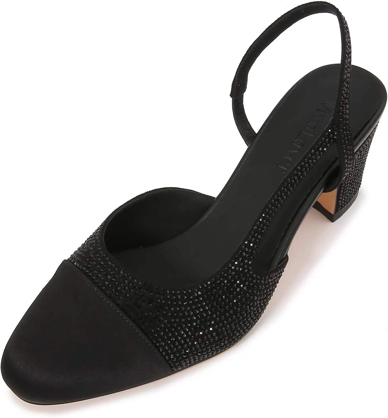Slingback Pumps Women Chunky Heels Round Toe Two Tone Retro Splicing Office Shoes for Dress Party Wedding