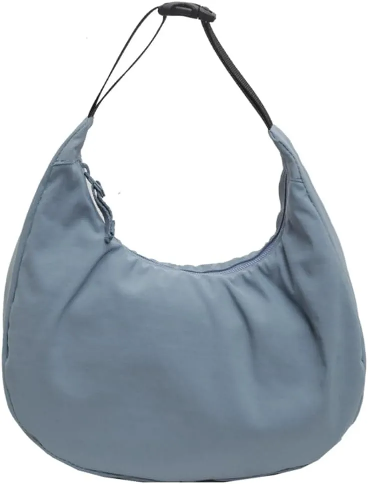 Small Crescent Handbag for Women Cute Nylon Crossbody Bag Half Moon Y2K Underarm Shoulder Bag with Adjustable Strap
