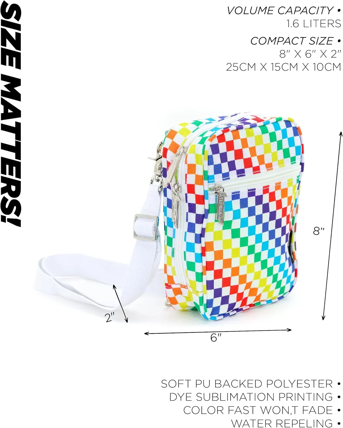 Small Crossbody Bag for Men & Women - Over the Shoulder Bag Sling Checkered Crossbody Bags Festival Concert Bag