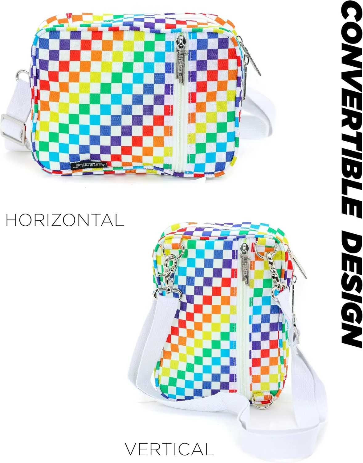 Small Crossbody Bag for Men & Women - Over the Shoulder Bag Sling Checkered Crossbody Bags Festival Concert Bag