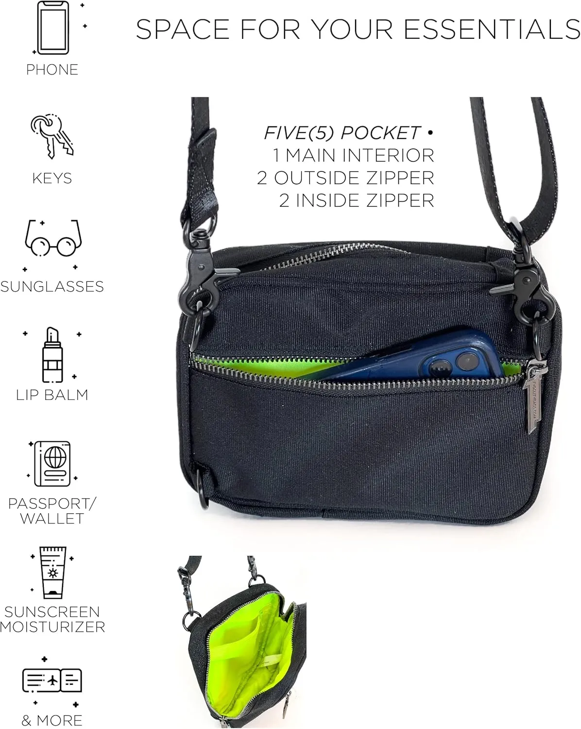 Small Crossbody Bag for Men & Women - Over the Shoulder Bag Sling Checkered Crossbody Bags Festival Concert Bag