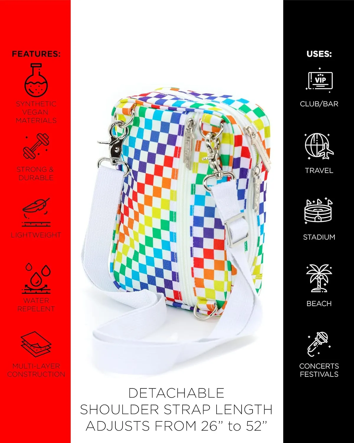 Small Crossbody Bag for Men & Women - Over the Shoulder Bag Sling Checkered Crossbody Bags Festival Concert Bag