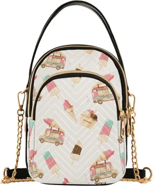 Small Crossbody Bags Retro Ice Cream Van Shoulder Bag for Women Quilted Wave Cross Body Bag