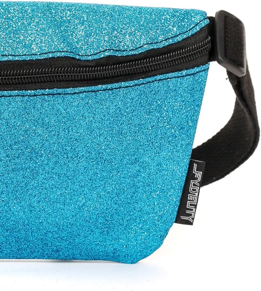 Small Fanny Packs for Women – 80s/90s Holographic Bum Bag – Unisex Retro Neon Crossbody Waist Belt Bag for Travel, Festivals & Daily Use – Waist Belt Bag for Women | Dazzler Blue Glitter