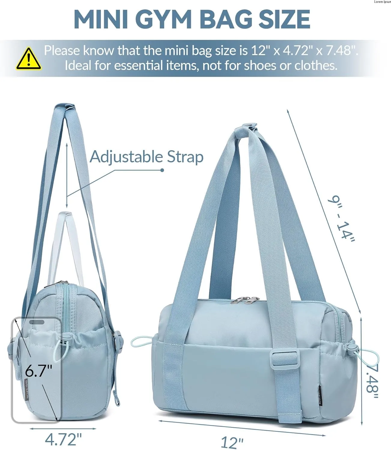 Small Gym Bag for Women Mini Duffle Bag with Wet Compartment, Lightweight Waterproof Cute Tote for Girls Workout Sport Travel,Light Blue