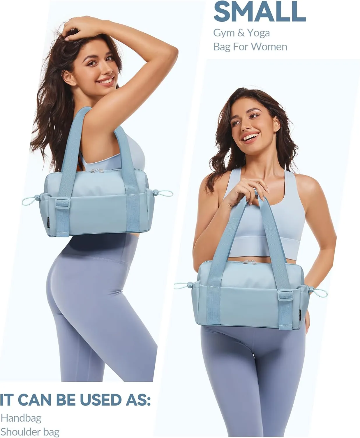 Small Gym Bag for Women Mini Duffle Bag with Wet Compartment, Lightweight Waterproof Cute Tote for Girls Workout Sport Travel,Light Blue