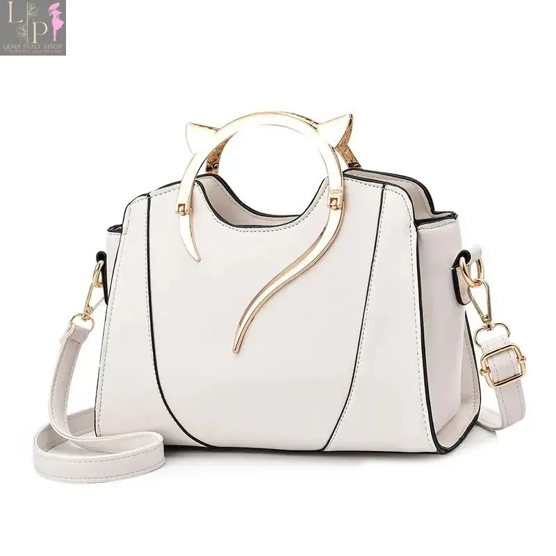 Small Leather Shoulder Bag: White Color
