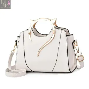 Small Leather Shoulder Bag: White Color