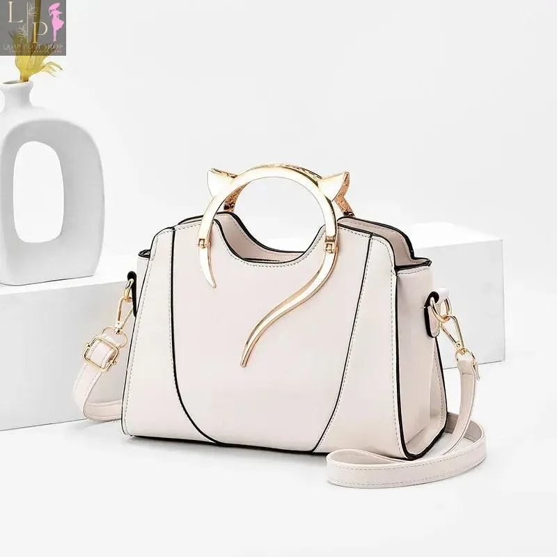 Small Leather Shoulder Bag: White Color