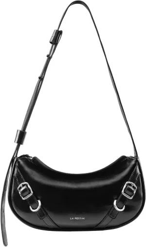 Small Purse Leather Bags For Women: Black Shoulder Handbags Crossbody Bag - Adjustable Straps for Ladies Classic Vacation