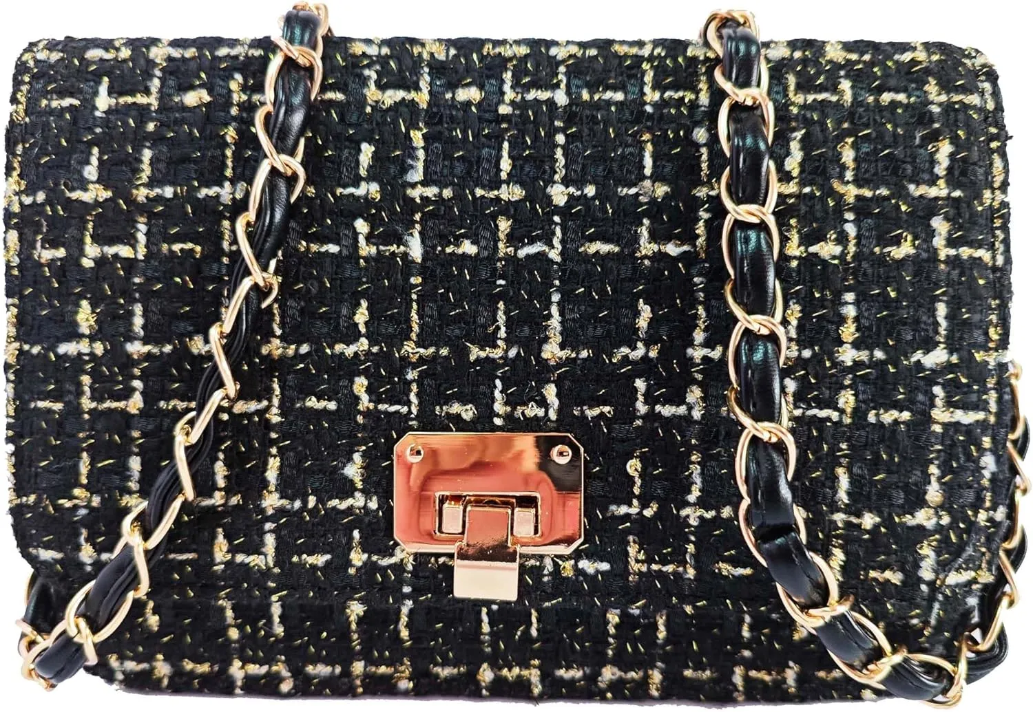 Small Quilted Shoulder Bag for Women Fashion Tweed Mini Clutch Handbag Purses Designer Crossbody Bag, with Chain Strap