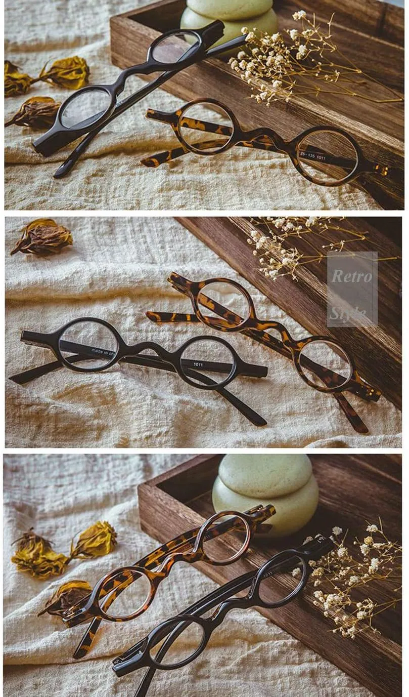 Small Round Retro Reading Glasses Mens Womens Spring Hinge Readers (Two pairs/Leopard   Black, 1.75)