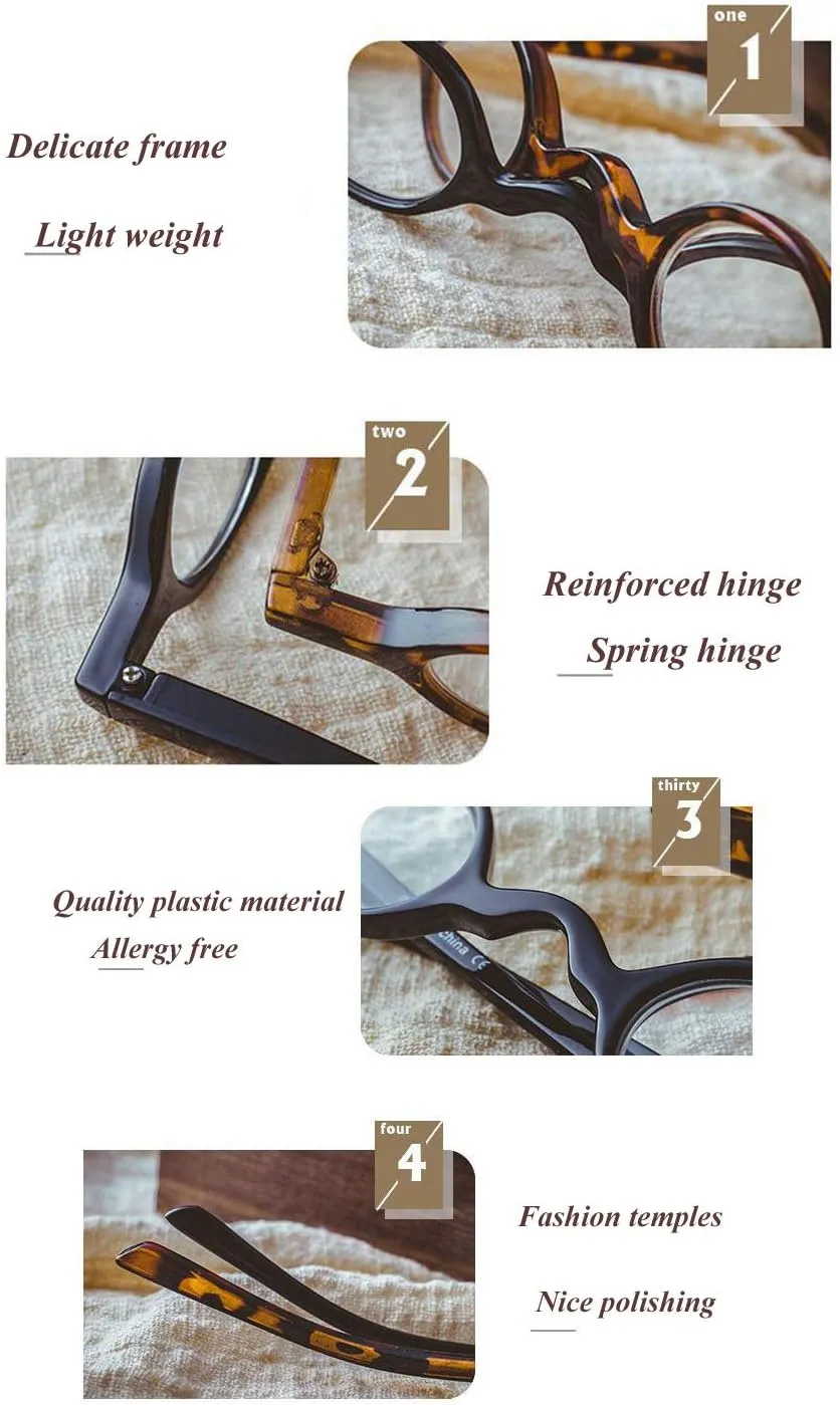 Small Round Retro Reading Glasses Mens Womens Spring Hinge Readers (Two pairs/Leopard   Black, 1.75)