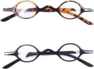 Small Round Retro Reading Glasses Mens Womens Spring Hinge Readers (Two pairs/Leopard   Black, 1.75)