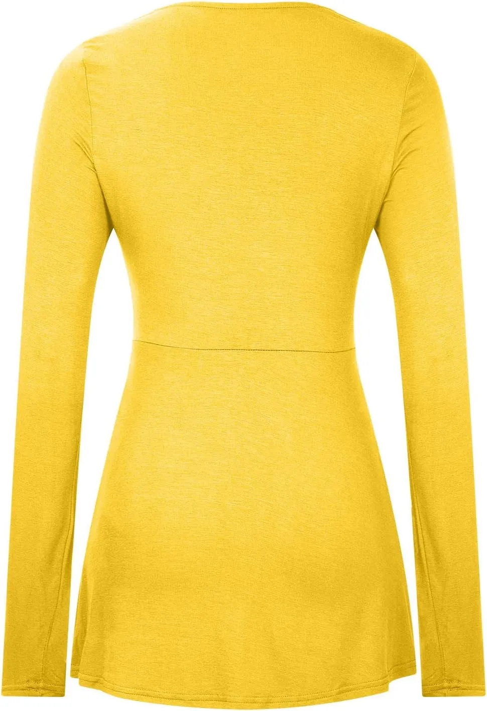 SMIDOW Womens Sexy Twist Front v Neck Tops Trendy Spring Long Sleeve Shirts Solid Casual Loose Comfy Pleated Blouse