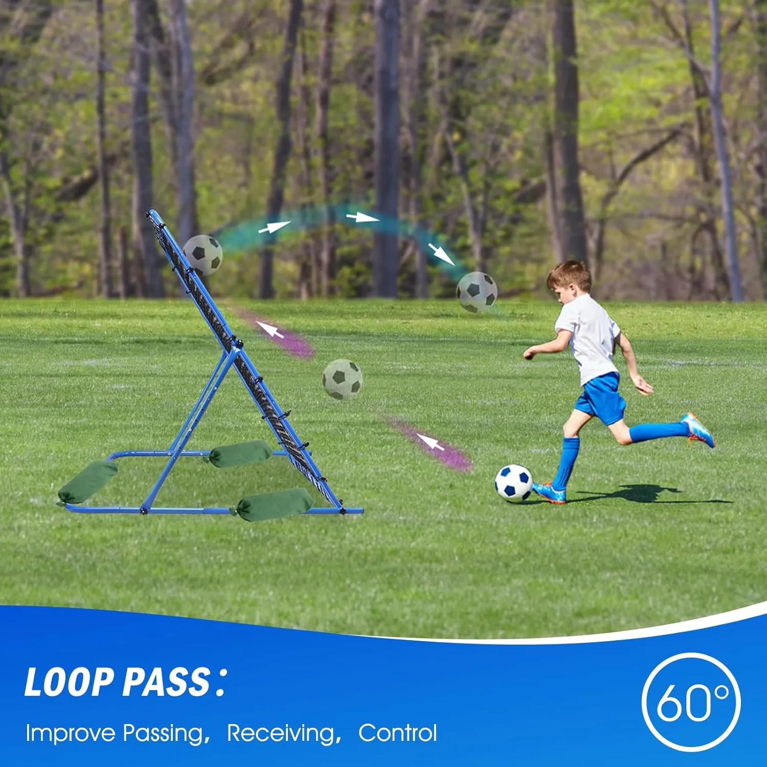 Soccer Rebounder Net, Quick-Switch Angle Soccer Training for Control, Passing Practice, Easy Setup Rebounder Gifts Aids & Equipment for Kids,Teens & Adults