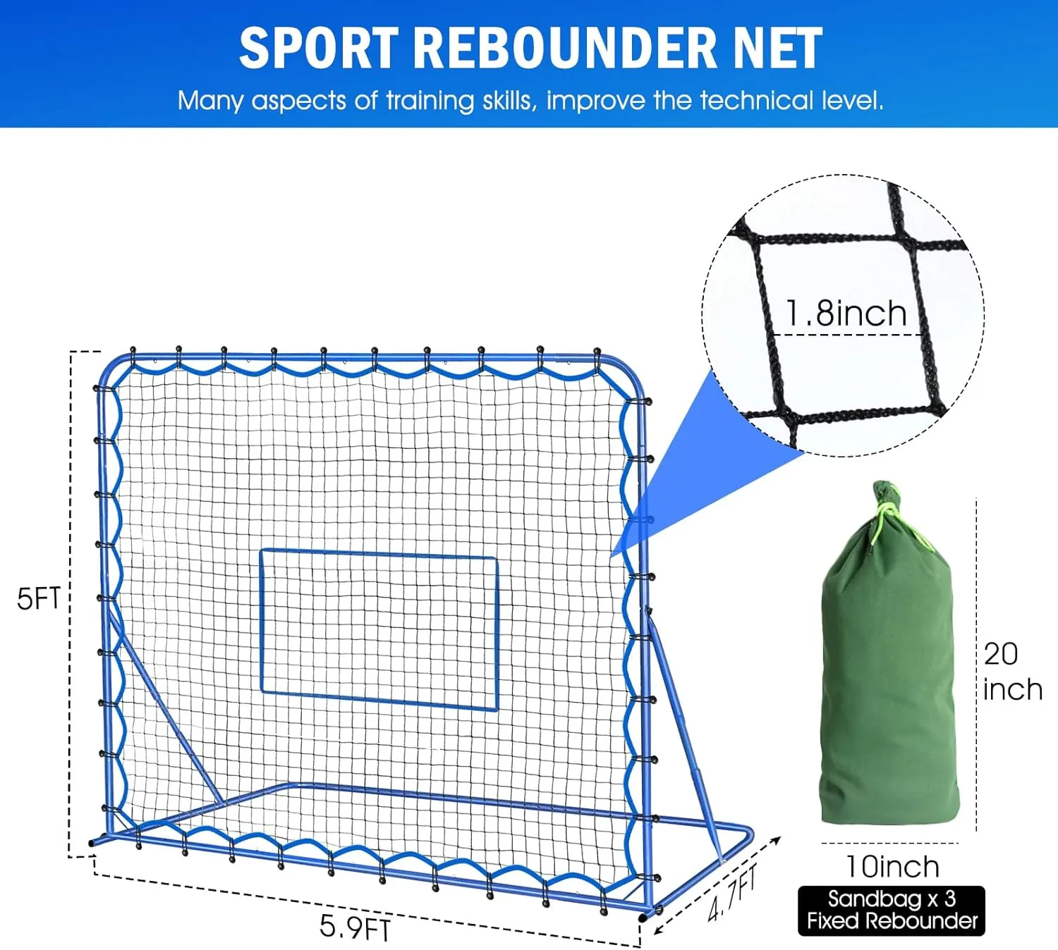 Soccer Rebounder Net, Quick-Switch Angle Soccer Training for Control, Passing Practice, Easy Setup Rebounder Gifts Aids & Equipment for Kids,Teens & Adults