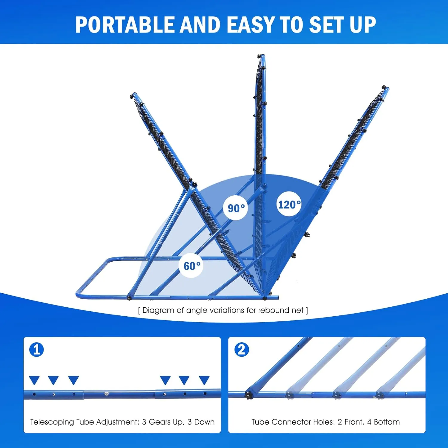 Soccer Rebounder Net, Quick-Switch Angle Soccer Training for Control, Passing Practice, Easy Setup Rebounder Gifts Aids & Equipment for Kids,Teens & Adults