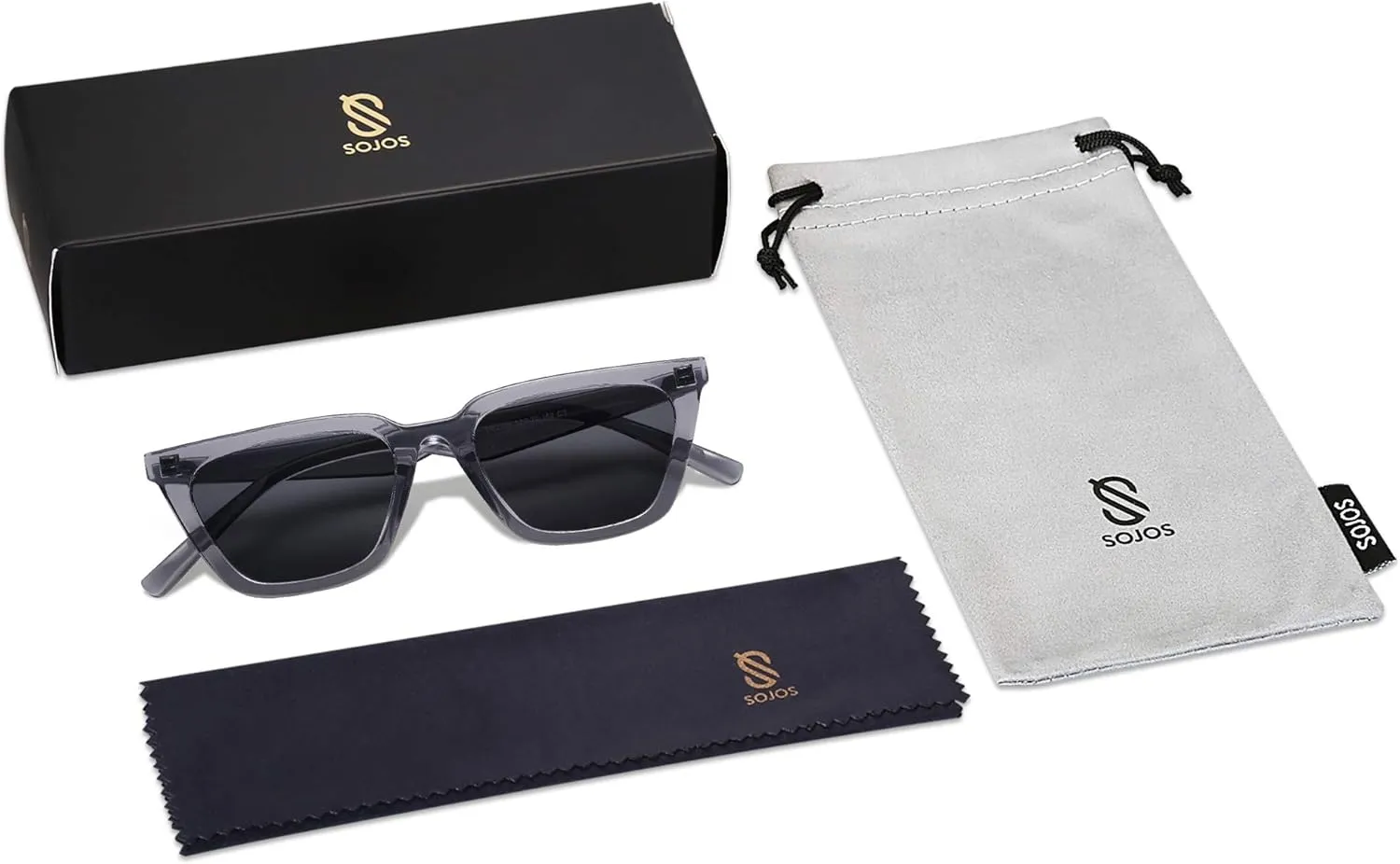 SOJOS Polarized Narrow Square Cateye Sunglasses for Women Retro Trendy Driving Glasses SJ2169