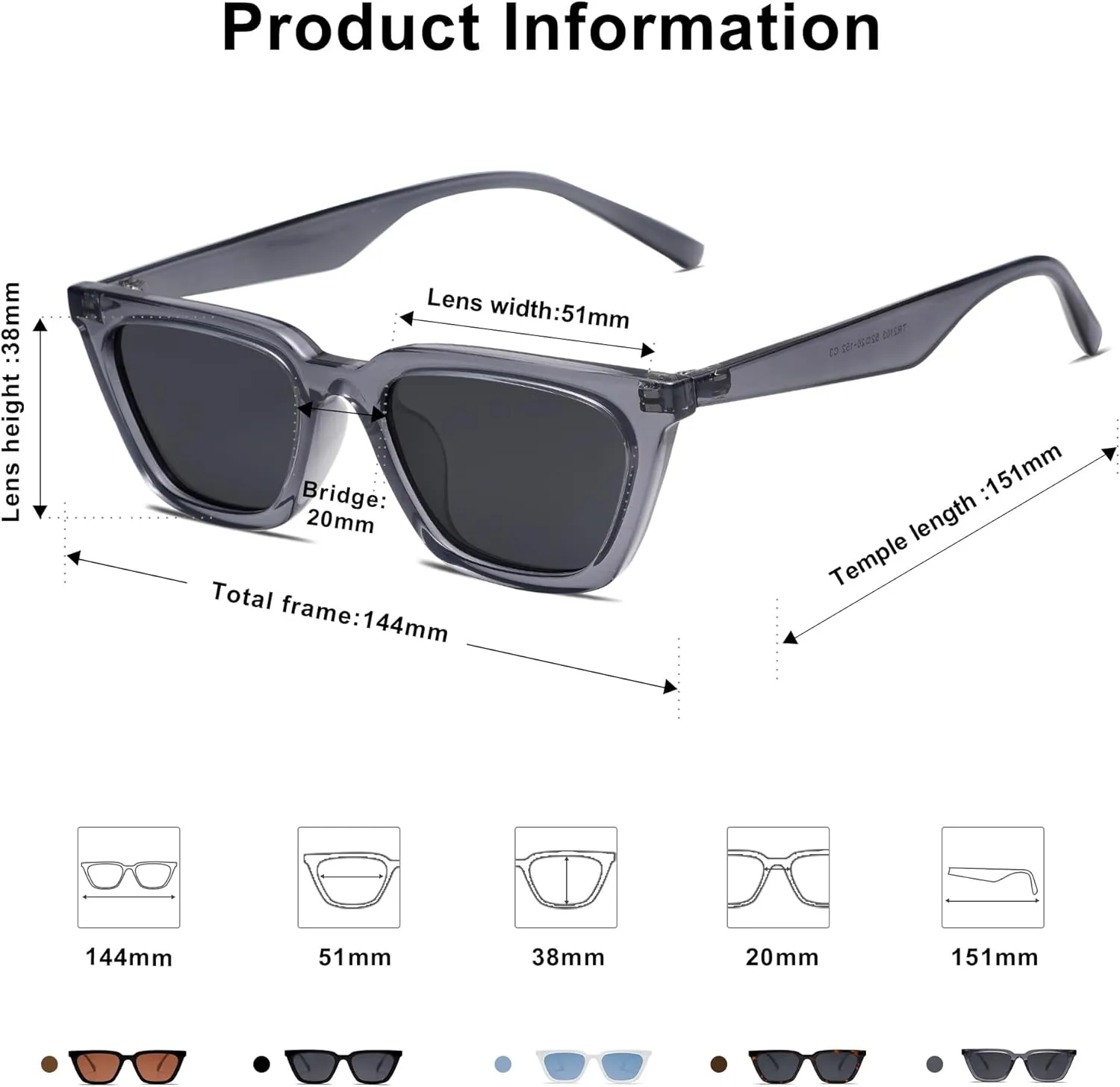 SOJOS Polarized Narrow Square Cateye Sunglasses for Women Retro Trendy Driving Glasses SJ2169