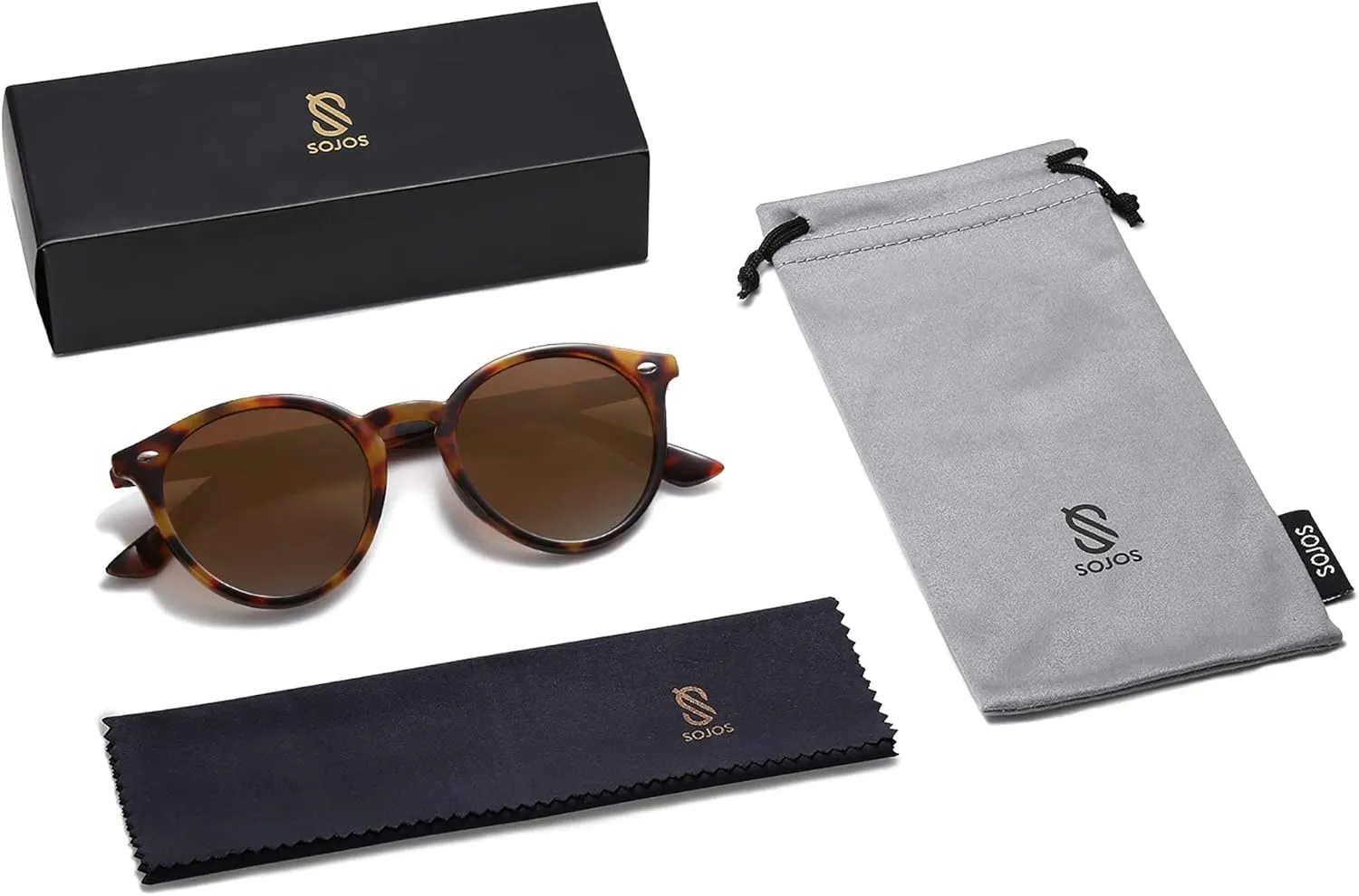 SOJOS Retro Round Polarized Sunglasses for Women Men Classic Vintage Sunnies SJ2069