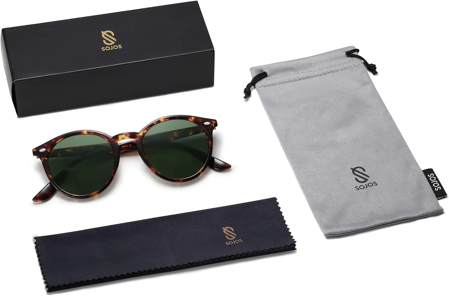 SOJOS Retro Round Polarized Sunglasses for Women Men Classic Vintage Sunnies SJ2069