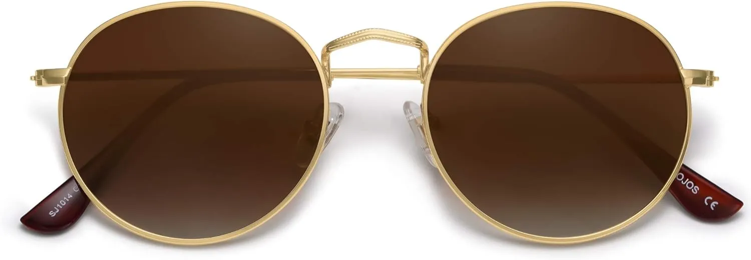 SOJOS Small Round Polarized Sunglasses for Women Men Classic Vintage Retro Shades UV400