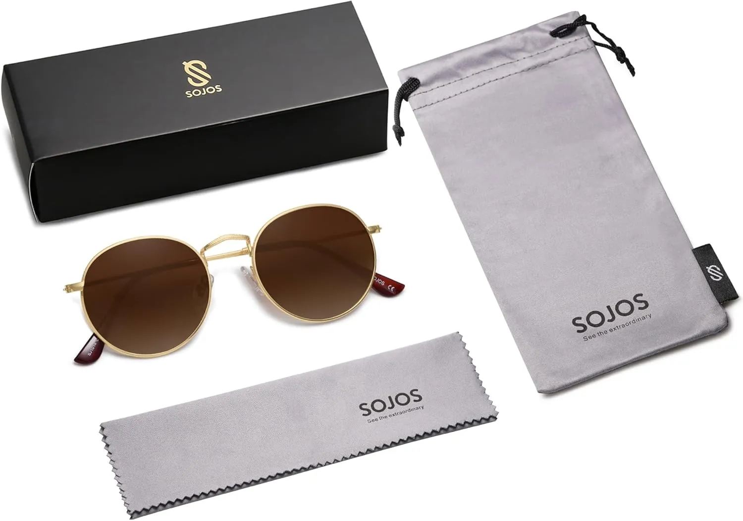 SOJOS Small Round Polarized Sunglasses for Women Men Classic Vintage Retro Shades UV400