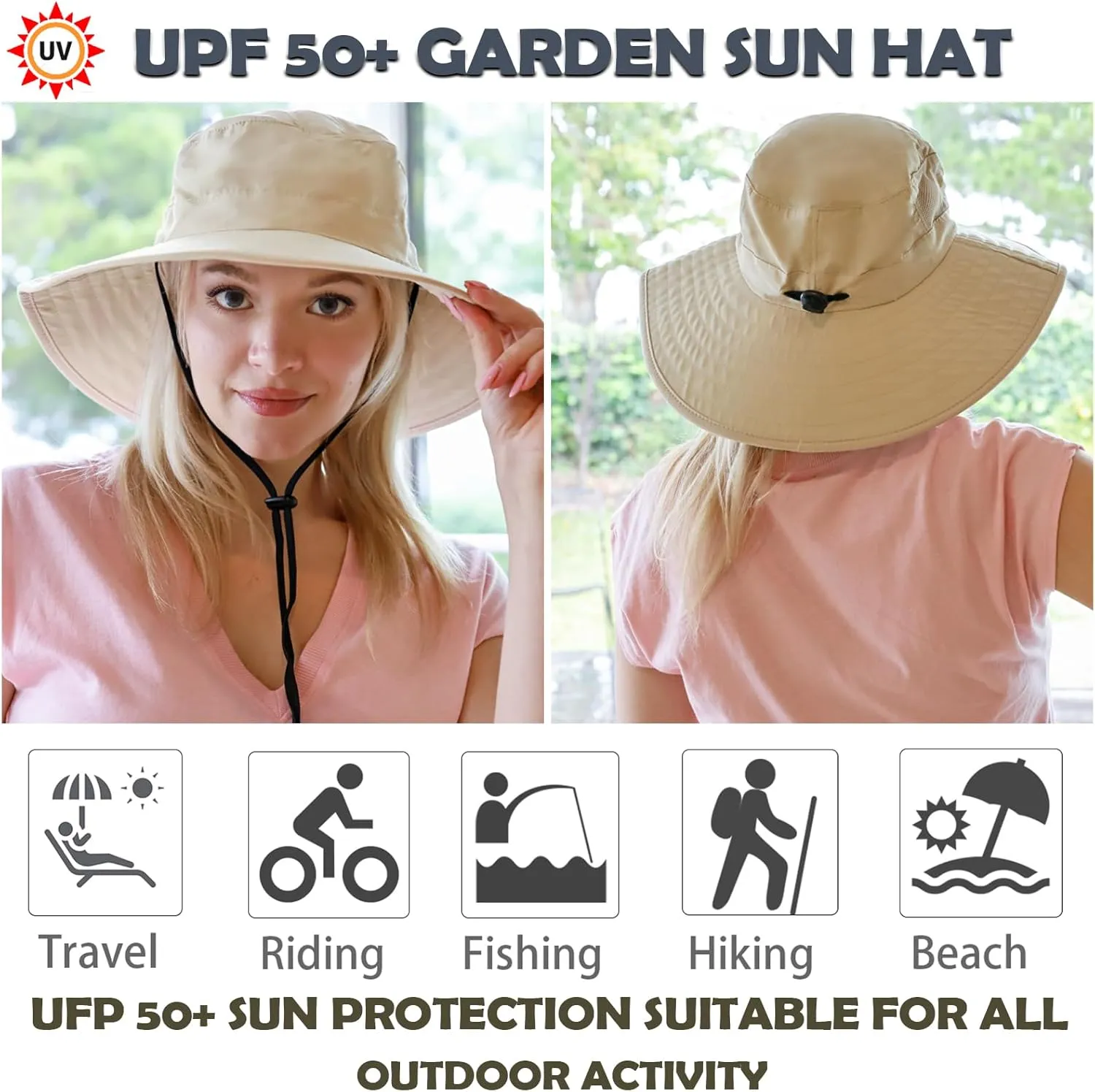Solaris Wide Brim Women Sun Hat, UPF 50  Sun Protection Outdoor Hat for Gardening Hiking Safari, Only Suitable Small Head
