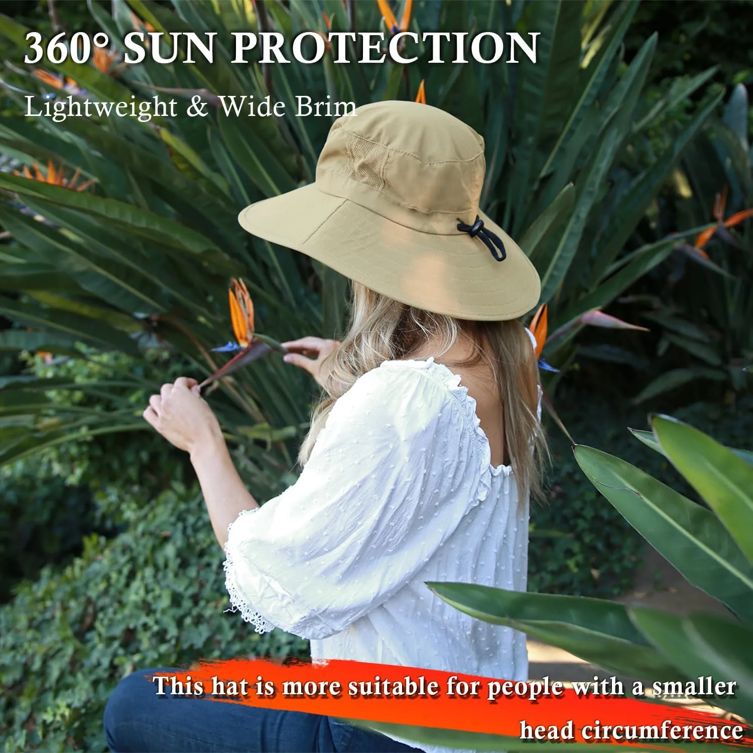 Solaris Wide Brim Women Sun Hat, UPF 50  Sun Protection Outdoor Hat for Gardening Hiking Safari, Only Suitable Small Head