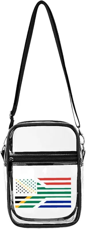 South_Africa U.S Flag Unisex Small Crossbody Bags Transparent Shoulder Bag Adjustable Strap Sling Bag