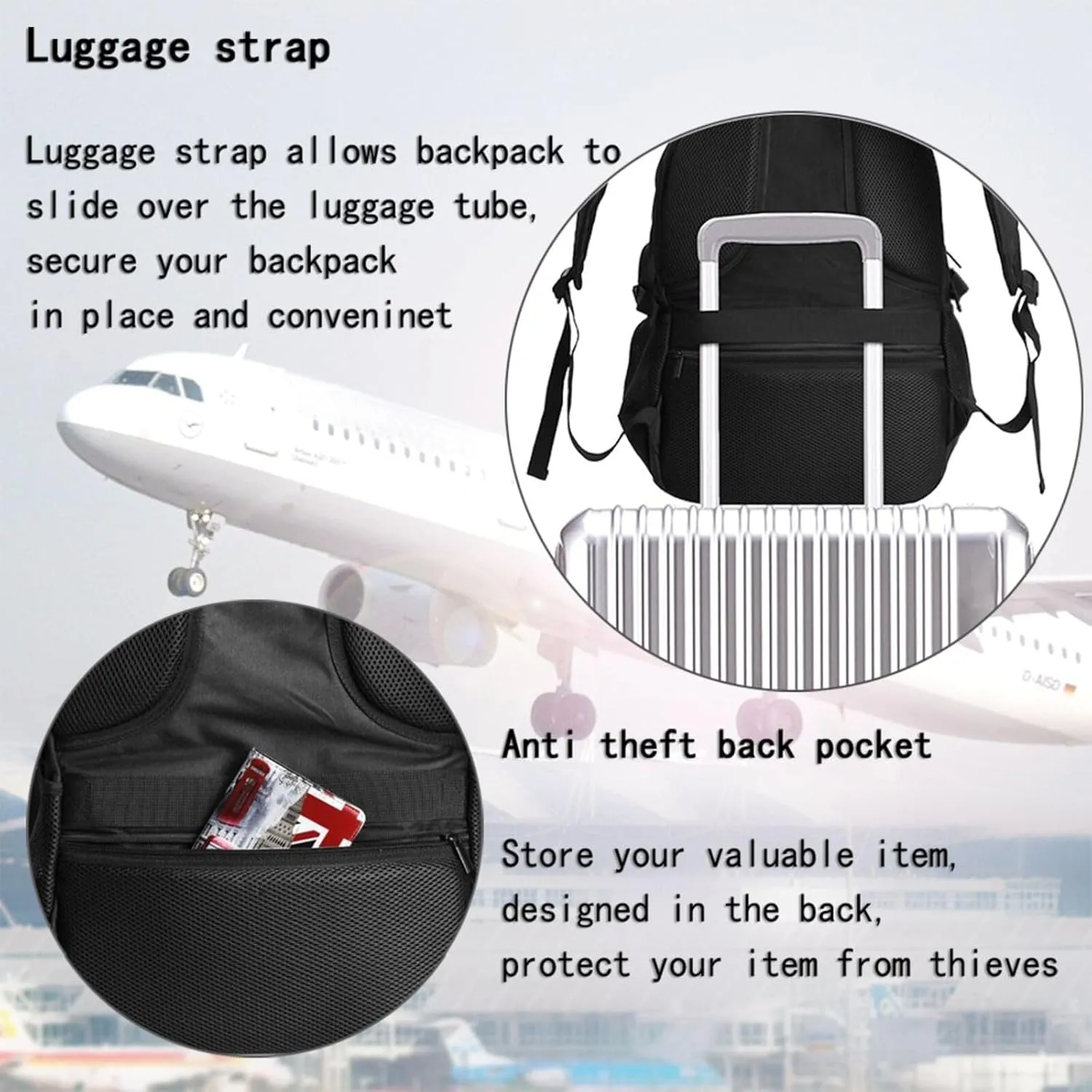 Spain Spanish Espana Flags Business Laptop Backpack Travel Backpacks Outdoor Rucksack Large Bag Daypack with USB Charging Port Multi-Pocket for Hiking Camping