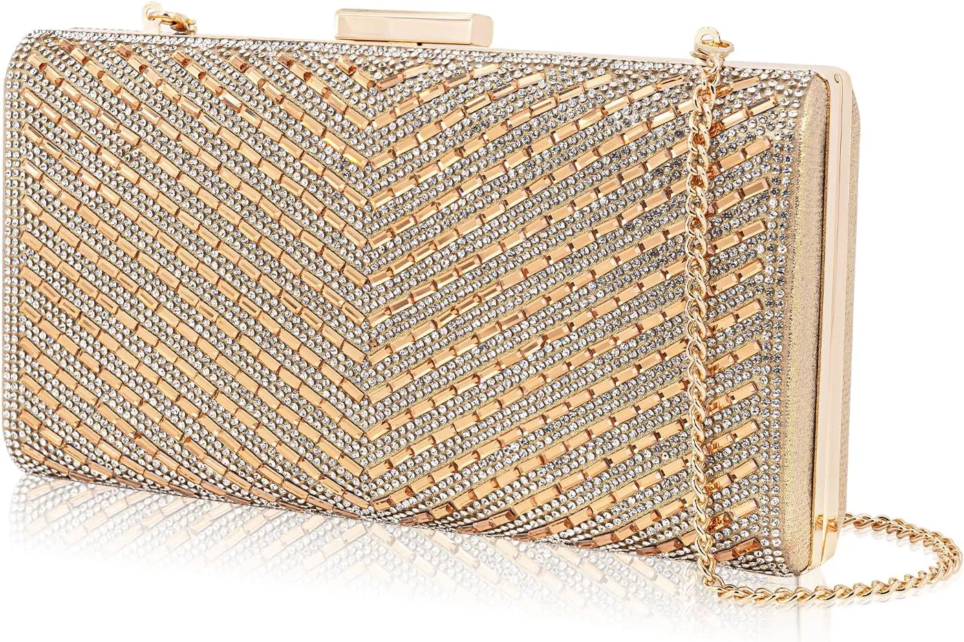 Sparkly Rhinestone Clutch for Bridal Glitter Metal Clasp Purse Formal Party and Wedding Evening Bag For Women