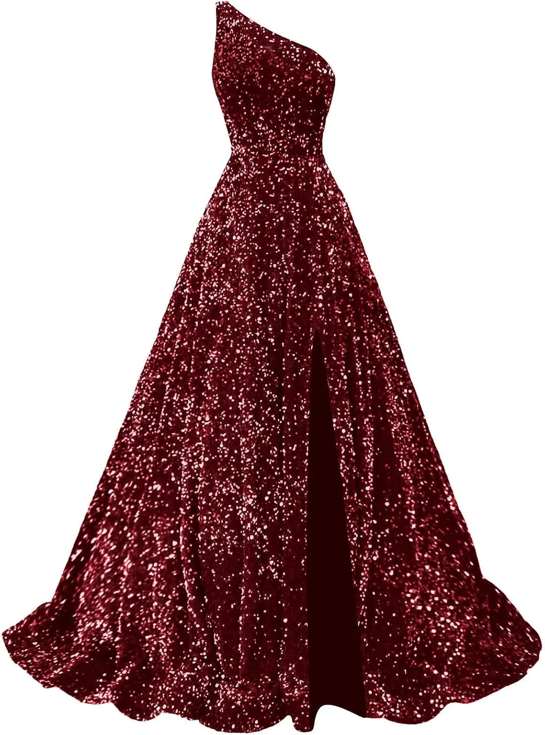 Sparkly Sequin Prom Dresses for Women 2025 Long Split One Shoulder Formal Evening Ball Gown with Pockets