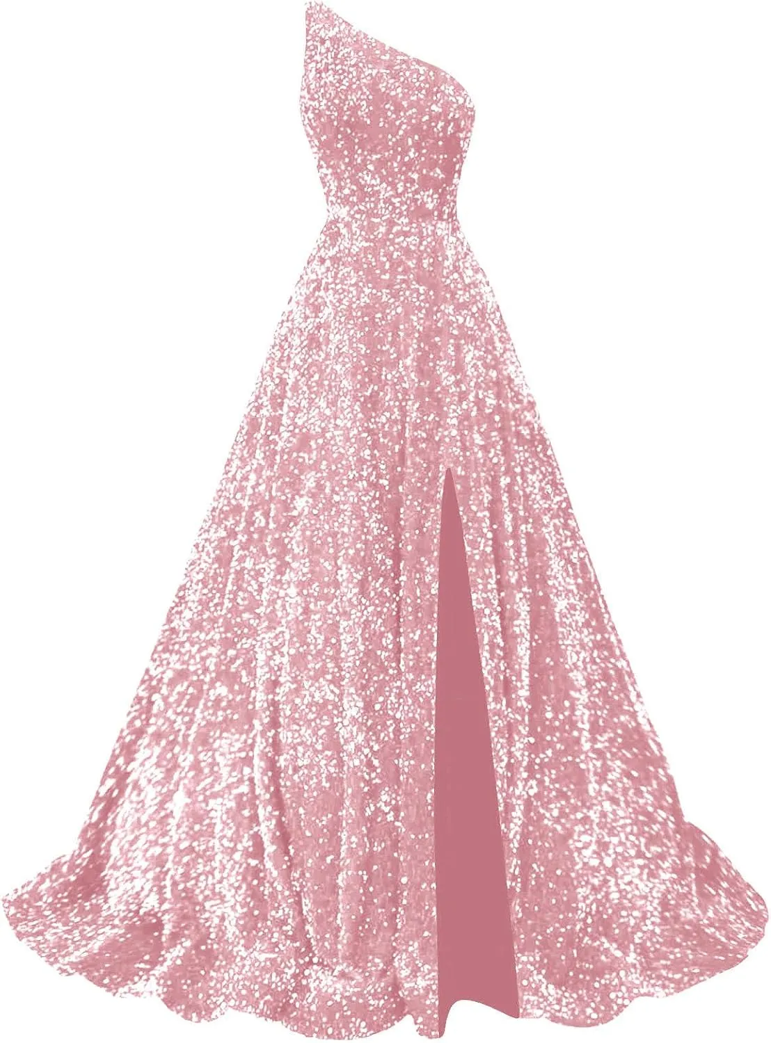 Sparkly Sequin Prom Dresses for Women 2025 Long Split One Shoulder Formal Evening Ball Gown with Pockets