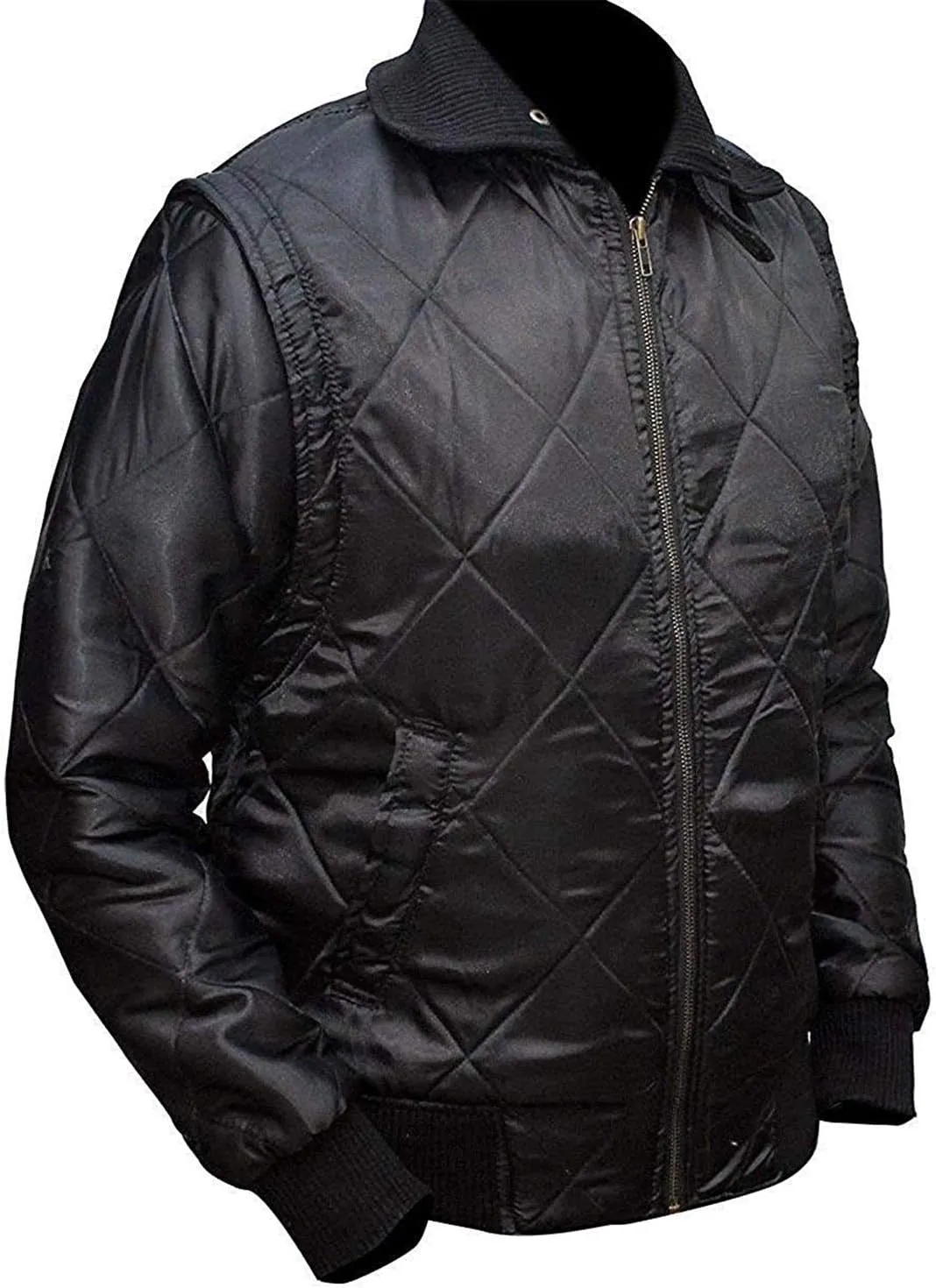 SpazeUp Mens White Drive Quilted Satin Bomber Jacket - Reversible Scorpio Logo Bomber Jackets for Men