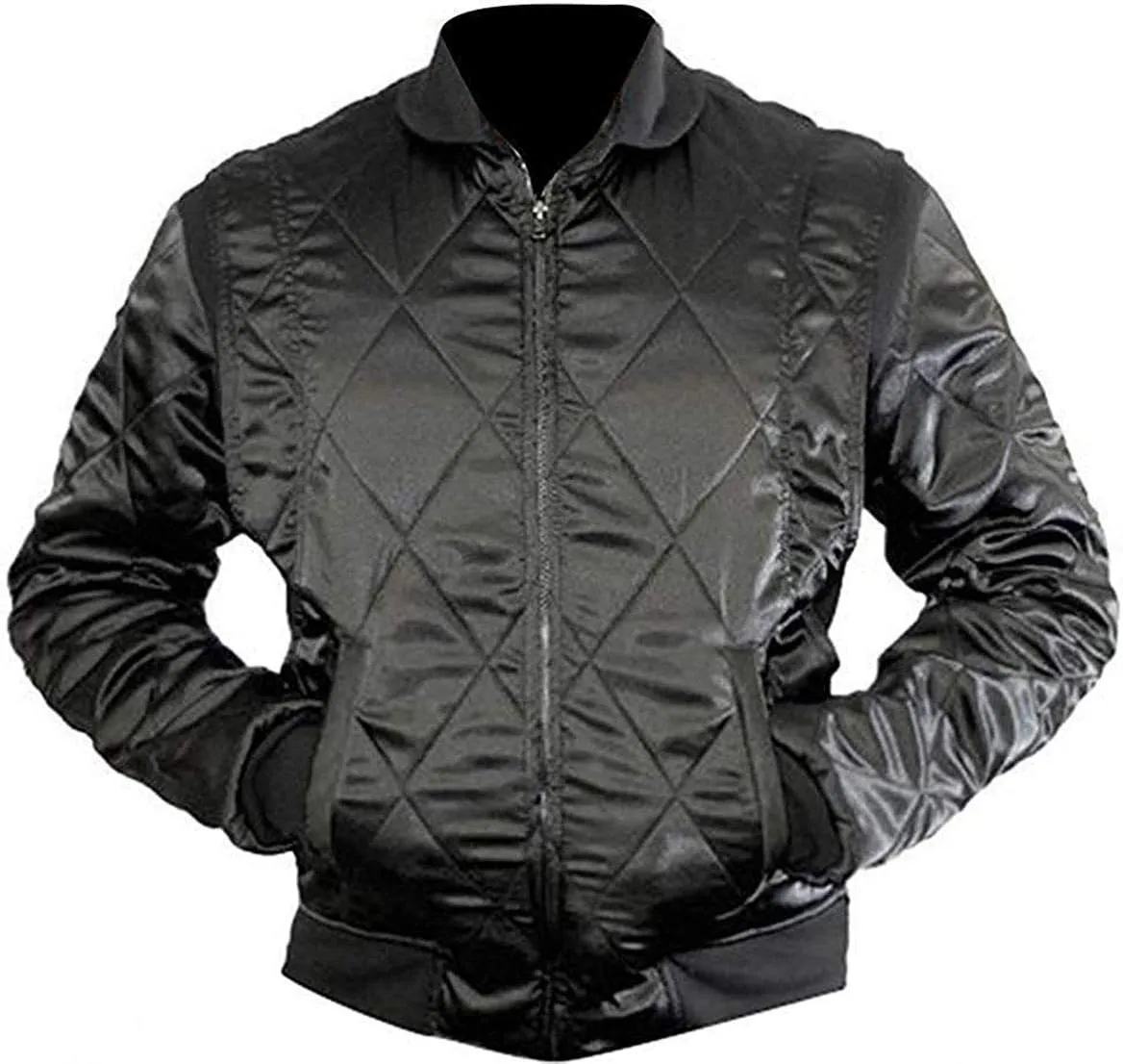 SpazeUp Mens White Quilted Satin Bomber Jacket - Reversible Scorpio Logo Bomber Jackets for Men