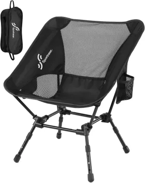 Sportneer Camping Chairs, Folding Chairs for Outside Adjustable Height Beach Chair for Adults Portable Camp Chairs Foldable Compact Backpacking Chair for Camping Hiking Picnic Outdoor (1, Black)