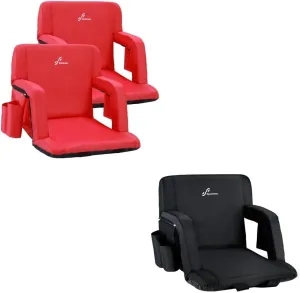 Sportneer Stadium Seats for Bleachers - 4 Pockets Comfy Cushion Stadium Seats with Back Support, 6 Reclining Position Bleacher Chair for Concerts, Sporting Events, Beaches, Camping