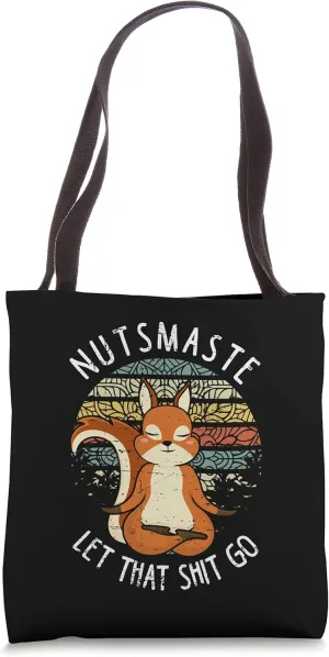 Squirrel Design Nut Masts Yoga Meditation Retro Vintage Tote Bag